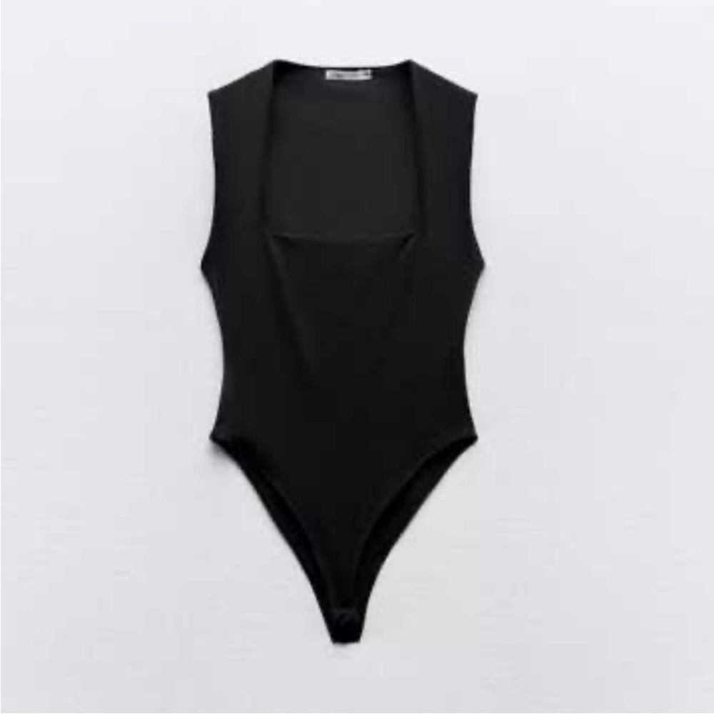 Zara Black Square Neckline Sculpt Bodysuit Small